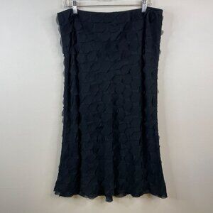 Ralph Lauren LRL 3D Silk Cocktail Party Midi Skirt Xlarge Flowy Chiffon Neutral